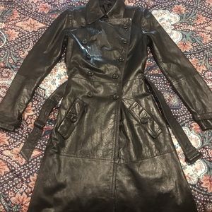 Zara 100 % leather long coat